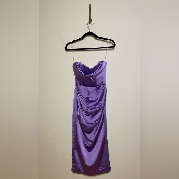 House of CB Violet Satin Strapless Corset Midi Dress - Picture 6 of 11